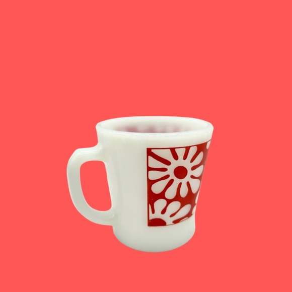 Anchor Hocking Fire King Retro Red Floral Cup x 1 - Picture 2 of 4